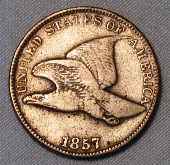 Flying Eagle Cent 1857 Fine Type 56 Cherry Pickers Coin WDED-18 - Click Image to Close