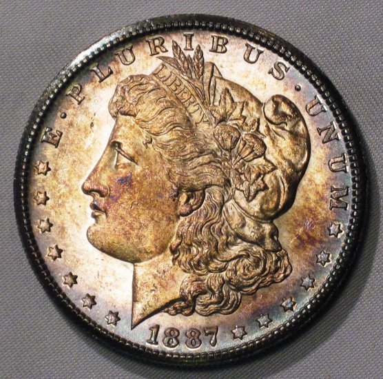 Morgan Dollar 1887-S Choice BU Nice Toning Silver Coin WDEE-16 - Click Image to Close