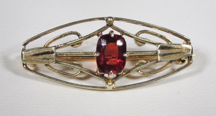 Vintage Victorian Revival 14K Gold & Tourmaline Brooch WC-118 - Click Image to Close