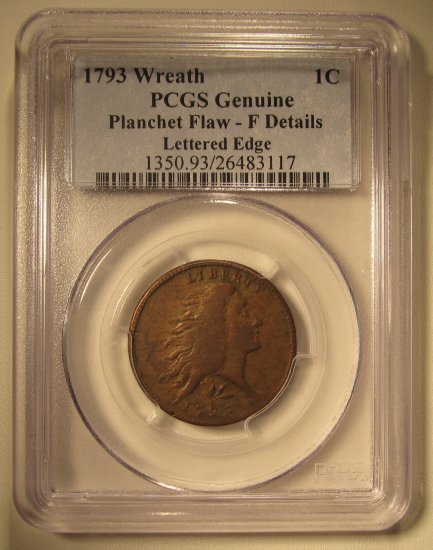 1793 Large Cent Wreath PCGS Fine Details Old US Coin WDEA-16 - Click Image to Close