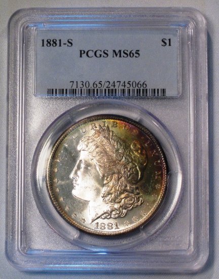 Morgan Dollar 1881-S PCGS MS 65 Toned Silver Coin WDEB-07 - Click Image to Close