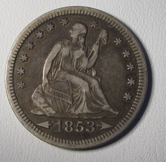 Seated Liberty Quarter 1853 Arr & Rays VF+ Sharp Strike WDED-04 - Click Image to Close