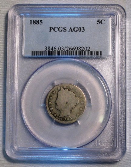 Liberty Nickel 1885 PCGS AG 03 Key Date Old US Coin WDEC-05 - Click Image to Close
