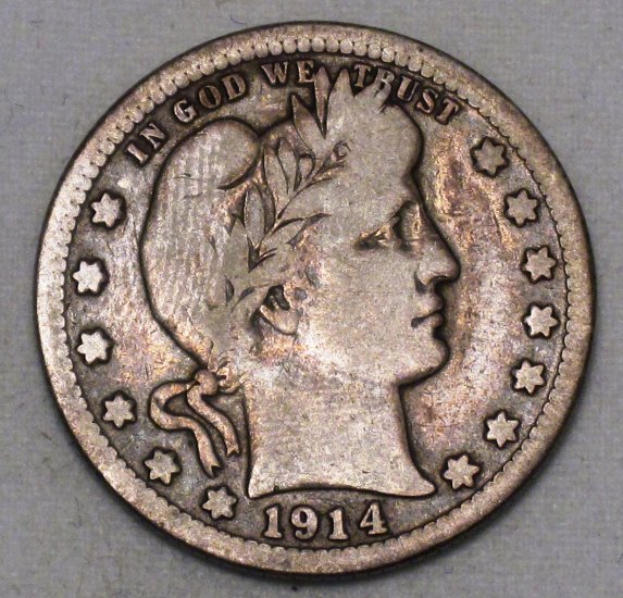 Barber Quarter 1914-S Key Date Nice VG Grade Silver Coin WDEE-13 - Click Image to Close