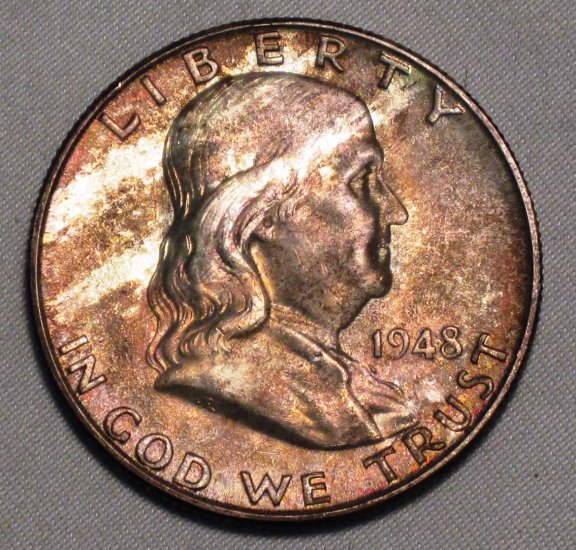 Franklin Half Dollar 1948-D Choice BU 98%FBL Silver Coin WDEE-15 - Click Image to Close