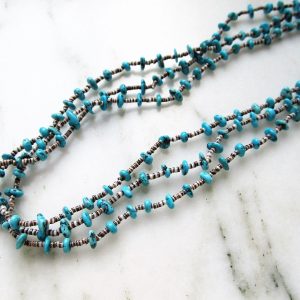 Estate Vintage Navajo Turquoise Heshi Squaw Wrap Necklace Handmade ETC3785