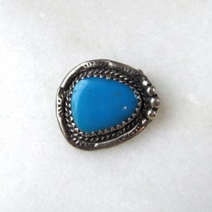 Vintage Navajo Sterling Silver Turquoise Handmade Brooch Pin ETC6894