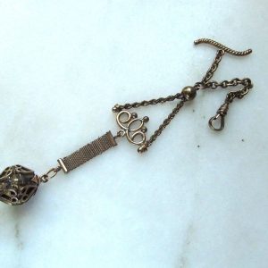 Antique early 1900s Gold Filled Orb Watch Fob Chain ETC8169