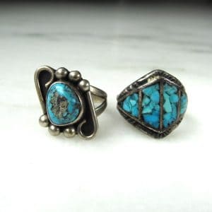 Vintage Navajo Sterling Silver Turquoise Native American Rings ETC9426