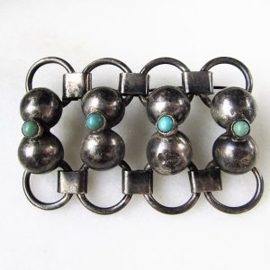 Vintage Mexico Silver Turquoise Handmade Brooch ETC6802