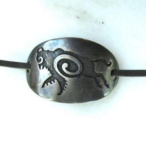 Vintage Sterling Silver Hopi Signed Bison Engraved Hair Pin ETC10202