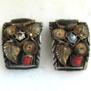 Vintage Native American Sterling Silver "BS" Signed Native American Watch Tips ETC10226