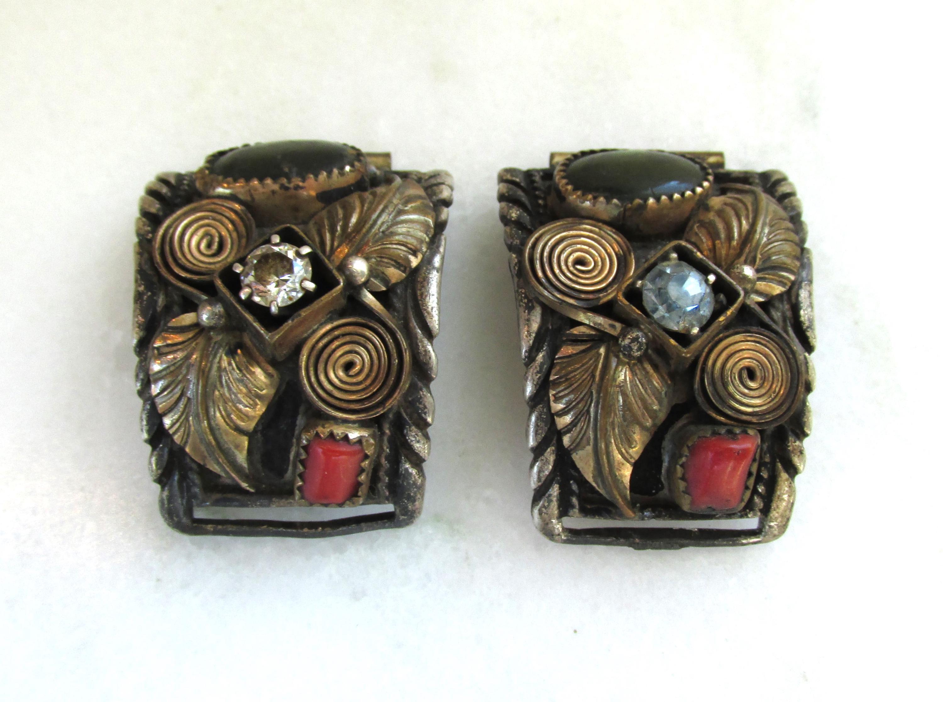 Vintage Native American Sterling Silver "BS" Signed Native American Watch Tips ETC10226