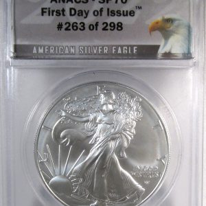 2022-W Burnished American Silver Eagle ANACS SP70 1st Day Issue Coin AR291