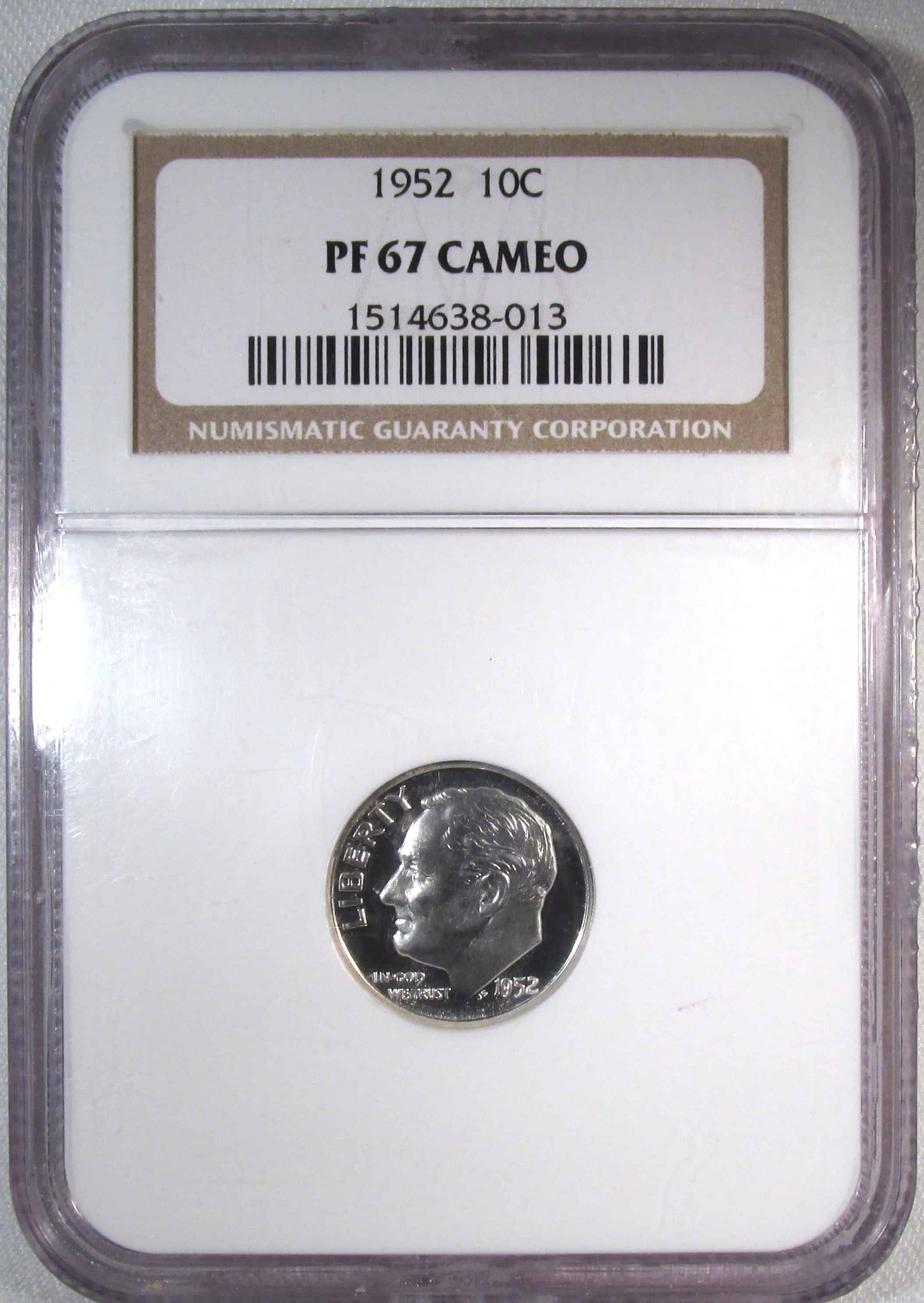 1952 Roosevelt Dime NGC PF67 CAMEO Coin AR830