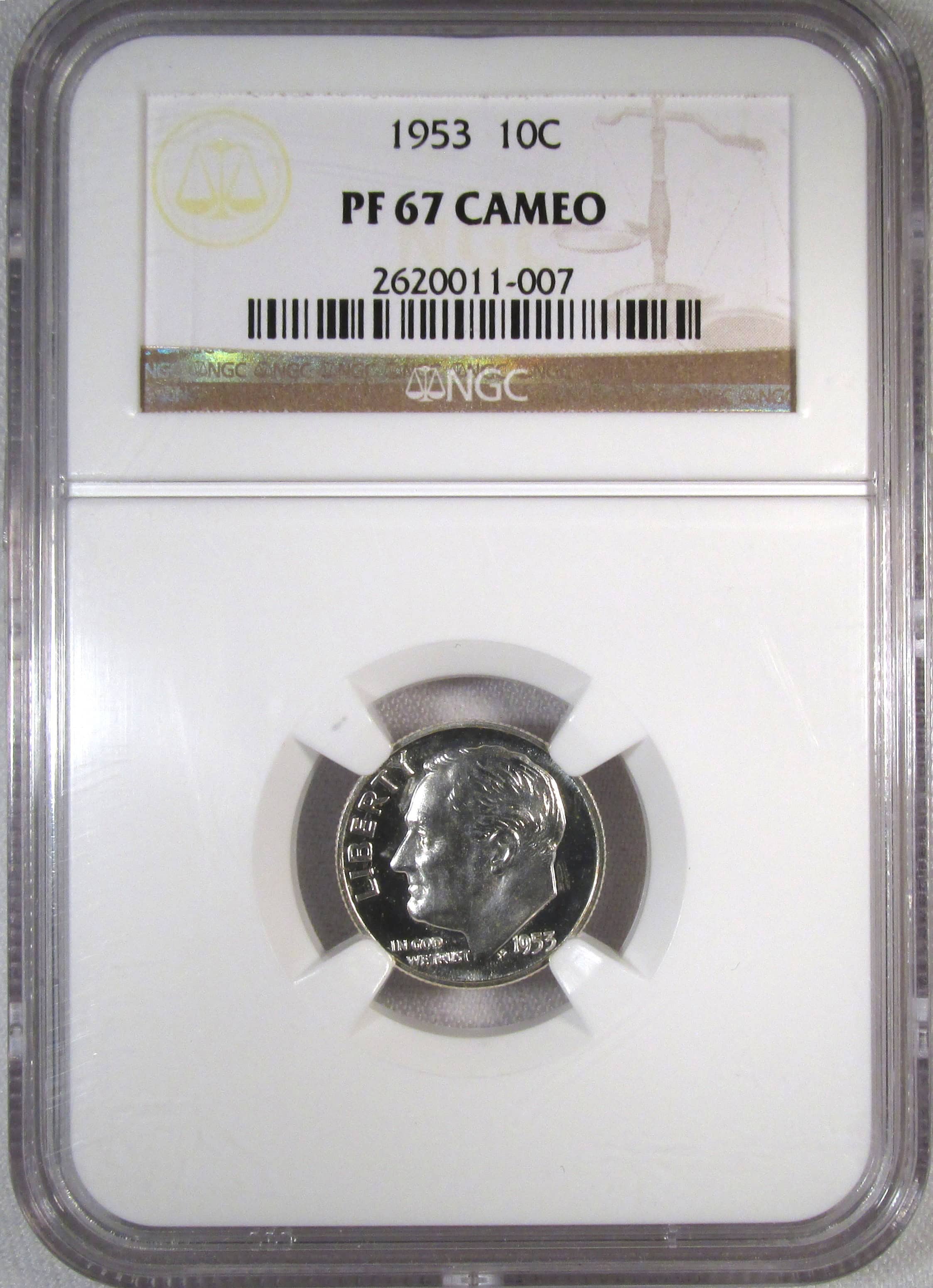 1953 Silver Roosevelt Dime NGC PF67 CAMEO Coin AR831