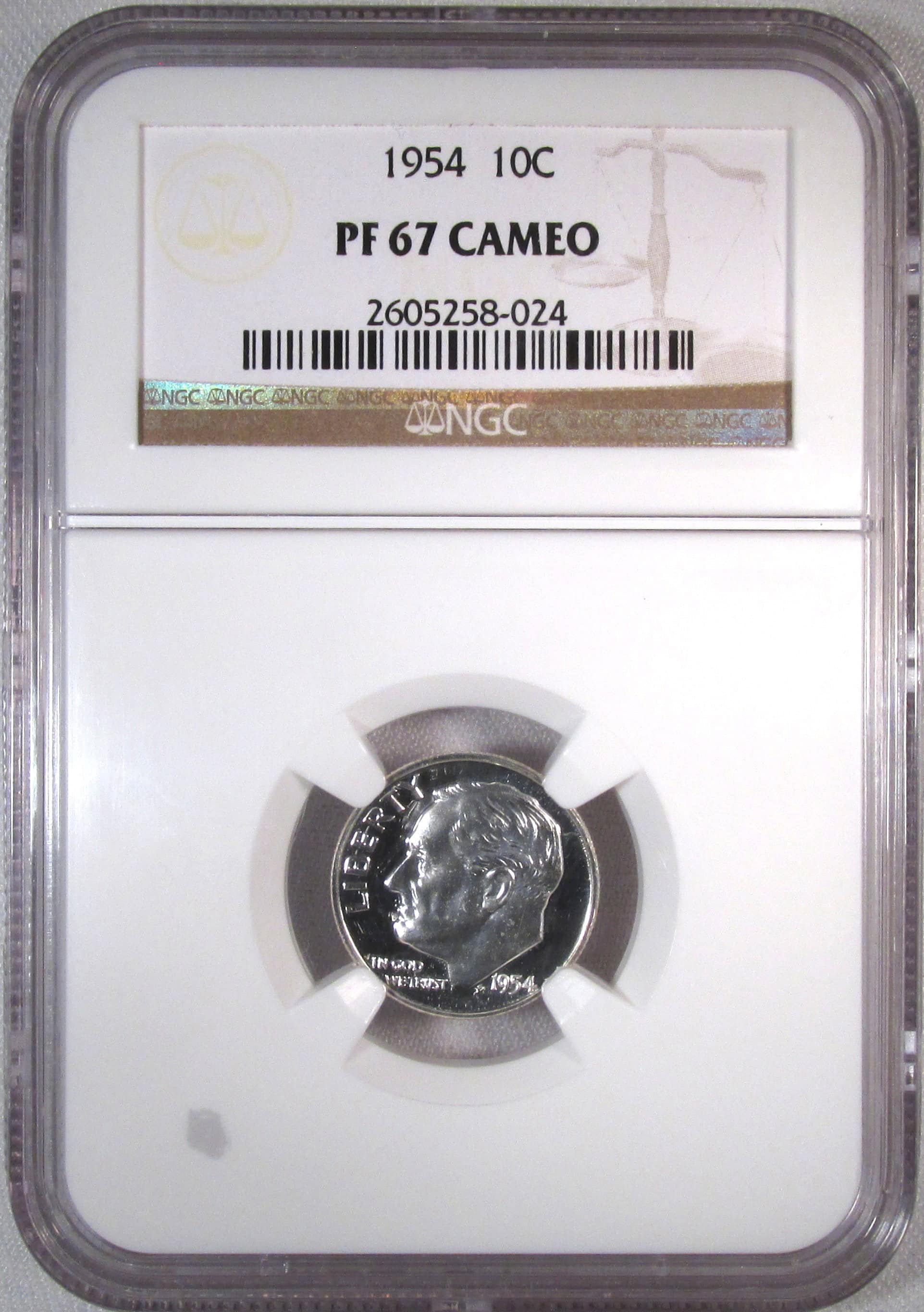1954 Silver Roosevelt Dime NGC PF67 CAMEO Coin AR832