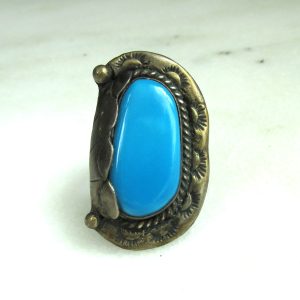 Vintage Navajo Sterling Silver Turquoise Ring ETC10565