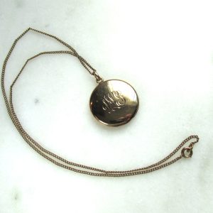 Antique Gold-Filled Round Monogram Locket Necklace ETC10581
