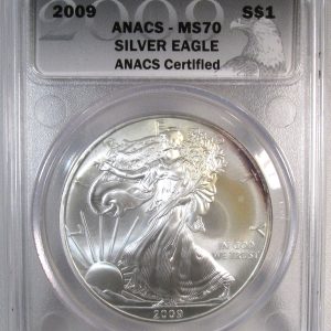 2009 American Silver Eagle ANACS MS70 Coin Nicely Toned AI141