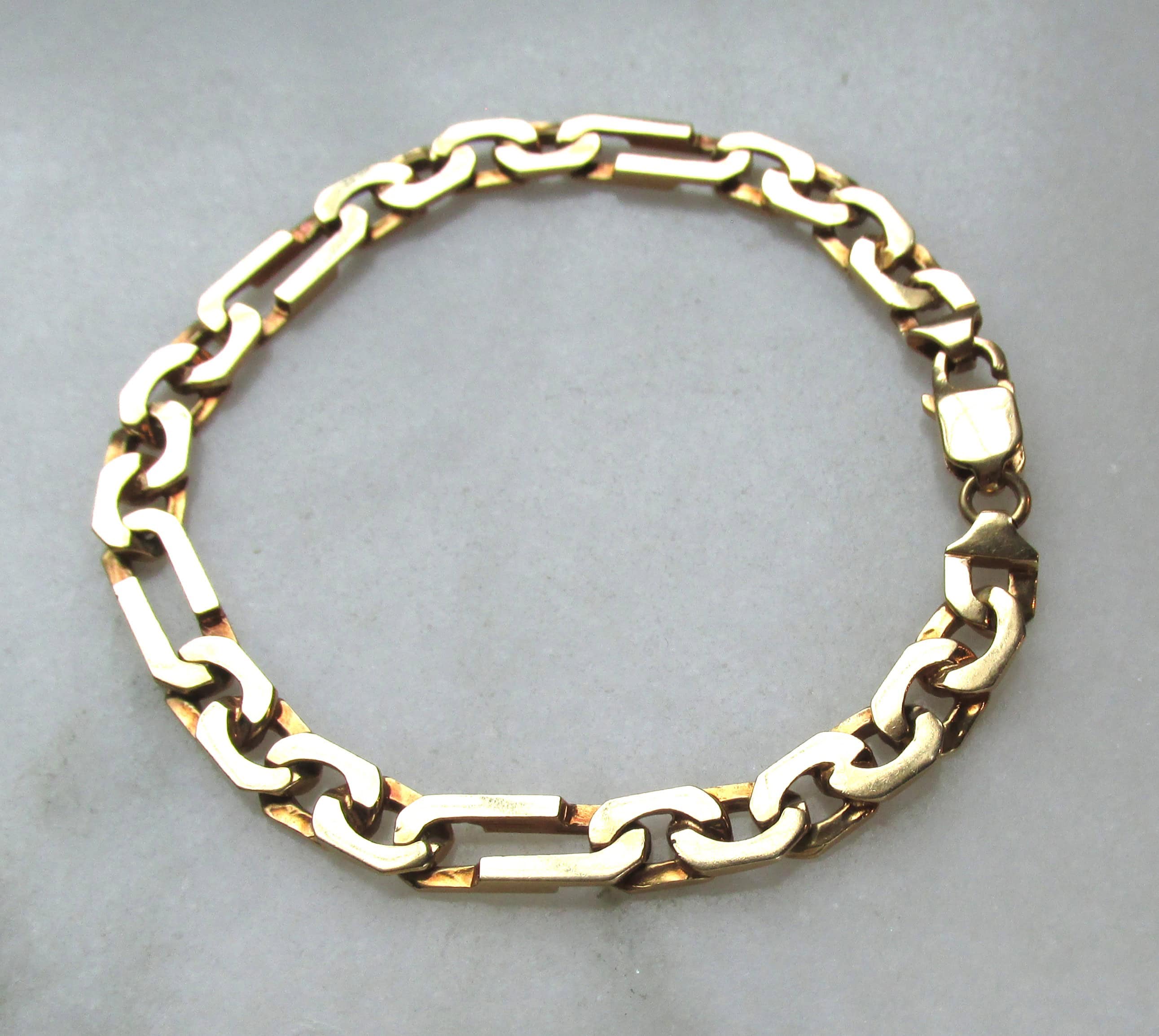 Vintage 14K Solid Gold Custom Link Chain Bracelet ETC10944