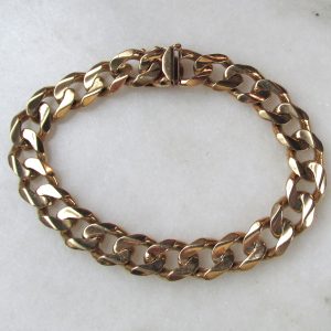 Heavy 14K Solid Yellow Gold Curb Chain Mens Bracelet ETC10948