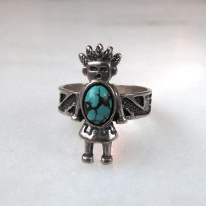 Vintage Hopi Kachina Turquoise Sterling Silver Native American Ring ETC10950