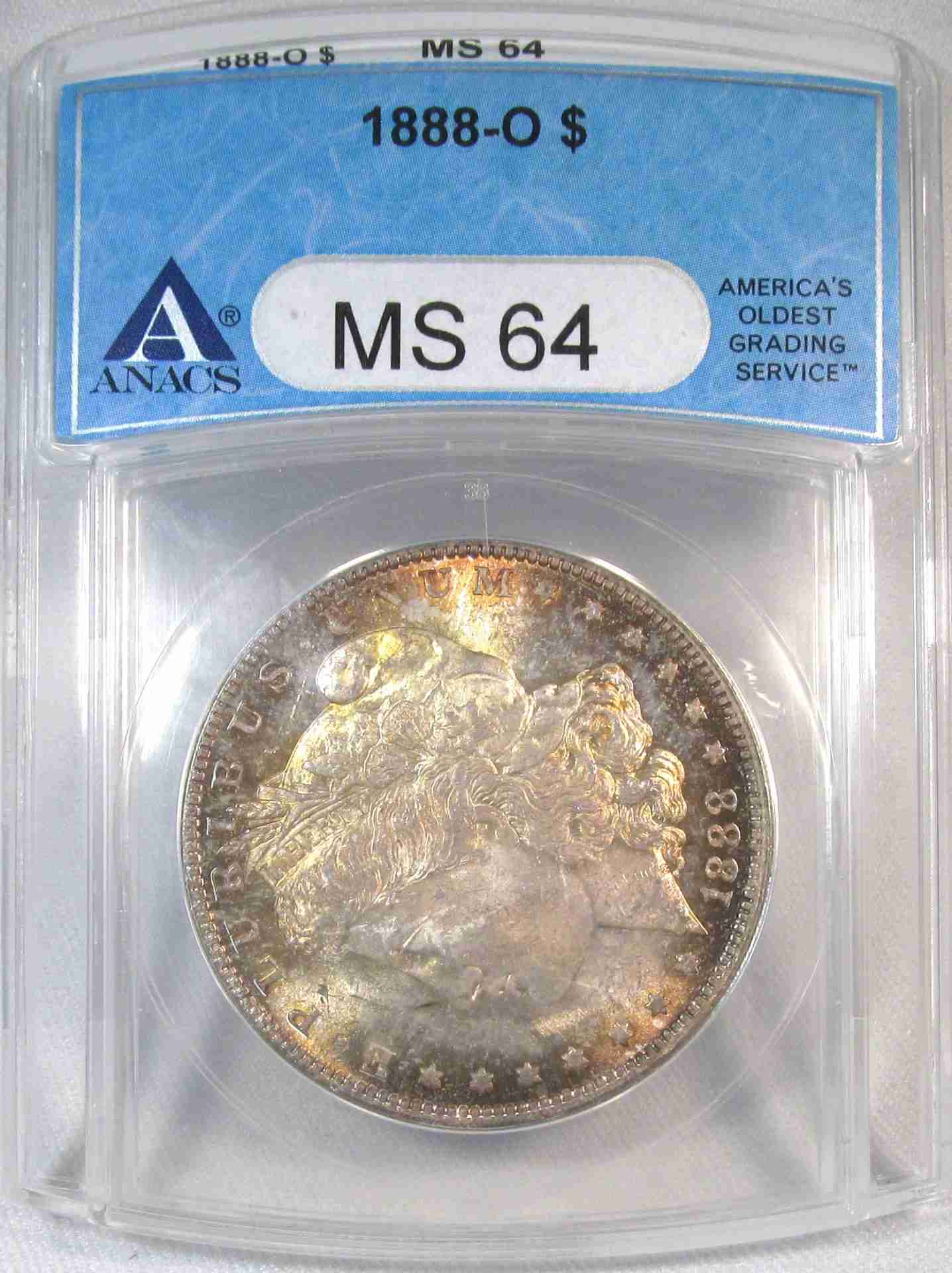 Blue Chip Quality 1888-O Silver Morgan Dollar ANACS MS64 w/ Light Toning XX68