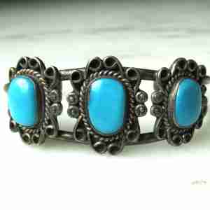 Vintage Navajo Turquoise Sterling Silver Cuff Bracelet ETC11062