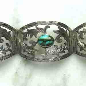Vintage Women's Sterling Silver Turquoise Panel Bracelet ETC11063