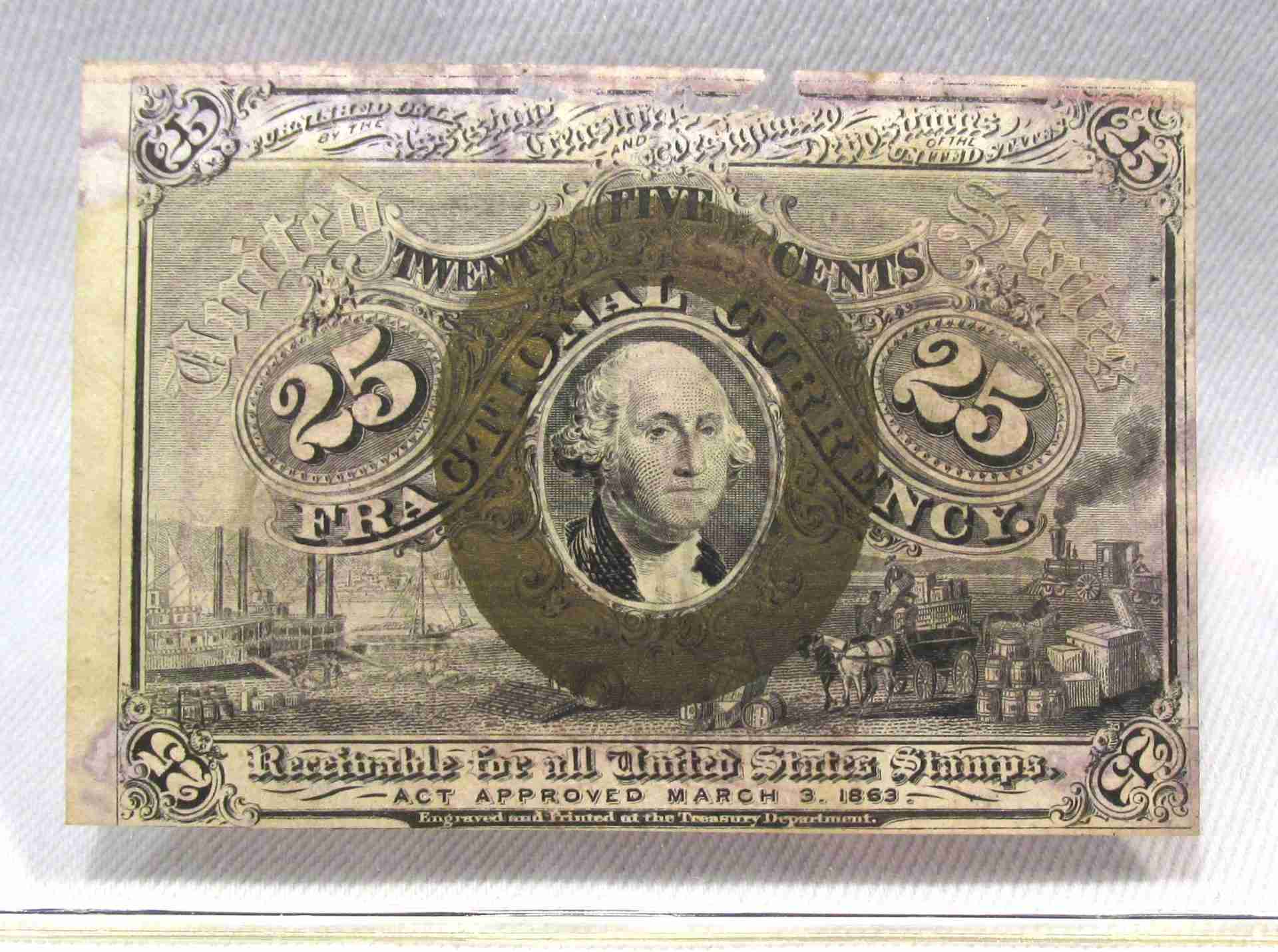 1863 25 Cents 2nd Issue Fractional Currency Note FR1283 CU Details PC818