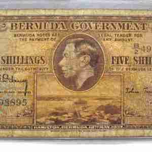 1937 Bermuda 5 Shilling Paper Note PC819