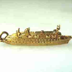 Vintage 9K Gold MS Prinsendam Ship Memorial Charm Pendant ETC11105