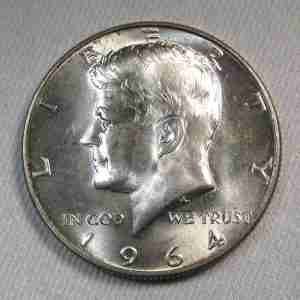 1964-D Silver Kennedy Half Dollar VCH UNC+ Coin AT590