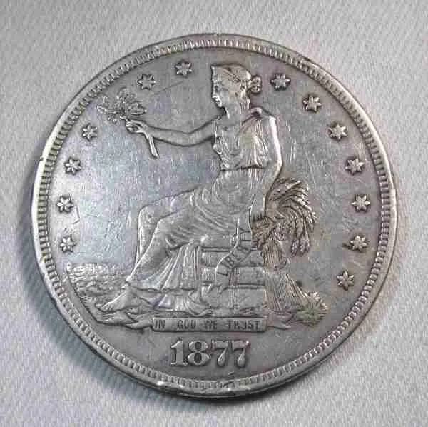 1877-S Silver Trade Dollar XF Details Coin AT598