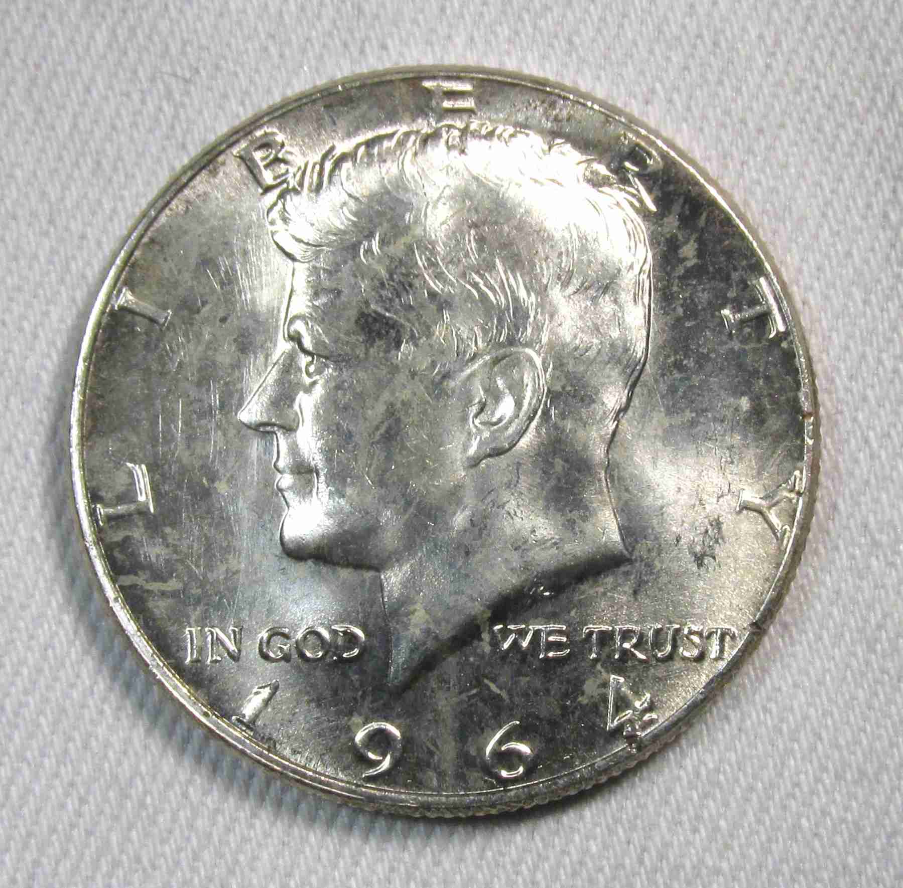 1964 Error Silver Kennedy Half Dollar Planchet Lamination w/ Peel CH UNC AT674