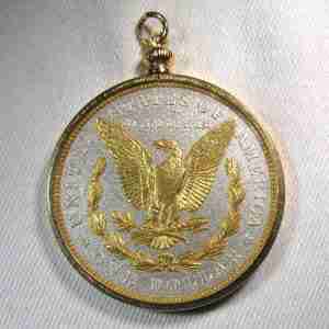 1921 Silver Morgan Dollar Enameled & Gold-Enhanced Pendant AT729
