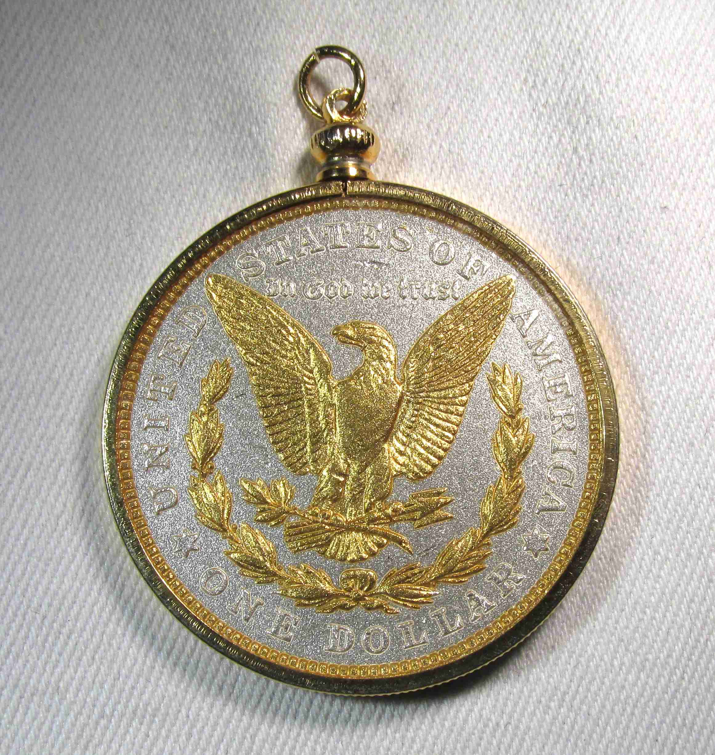 1921 Silver Morgan Dollar Enameled & Gold-Enhanced Pendant AT729