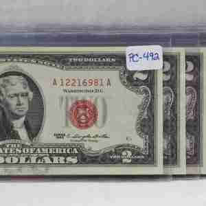 10 Consecutive 1963 $2 Red Seal Notes Offset Printing Error CU PC-492