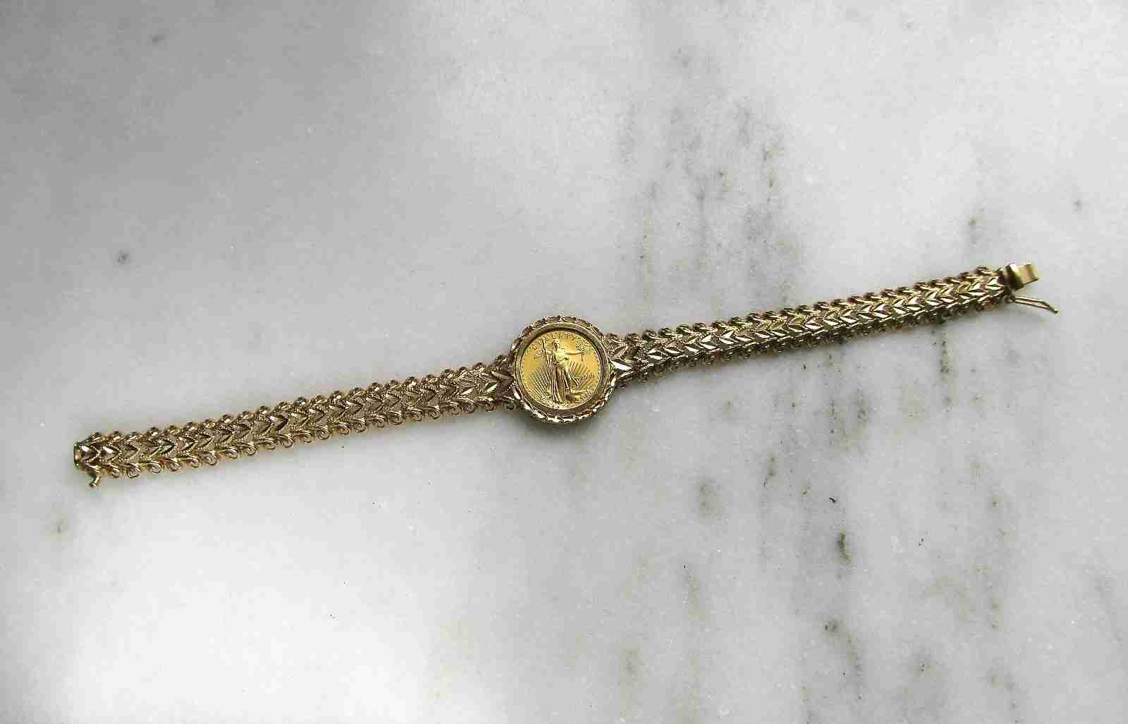 2000 1/10th oz $5 American Gold Eagle Coin in 14K Bracelet Bezel C3433
