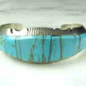 Vintage Navajo Steve Francisco Turquoise Sterling Silver Cuff Bracelet ETC11172