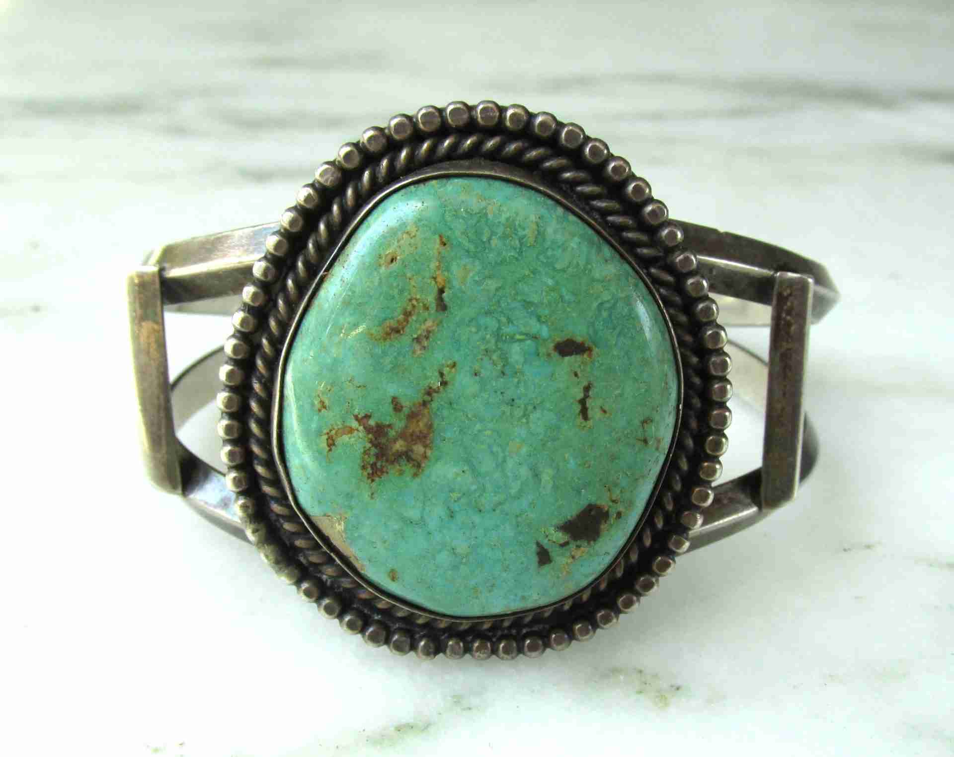 Vintage Sterling Silver Navajo Turquoise Cuff Bracelet ETC11184