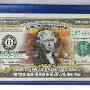 Grand Canyon National Park Colorized $2 Note w/ COA & Cover PC906