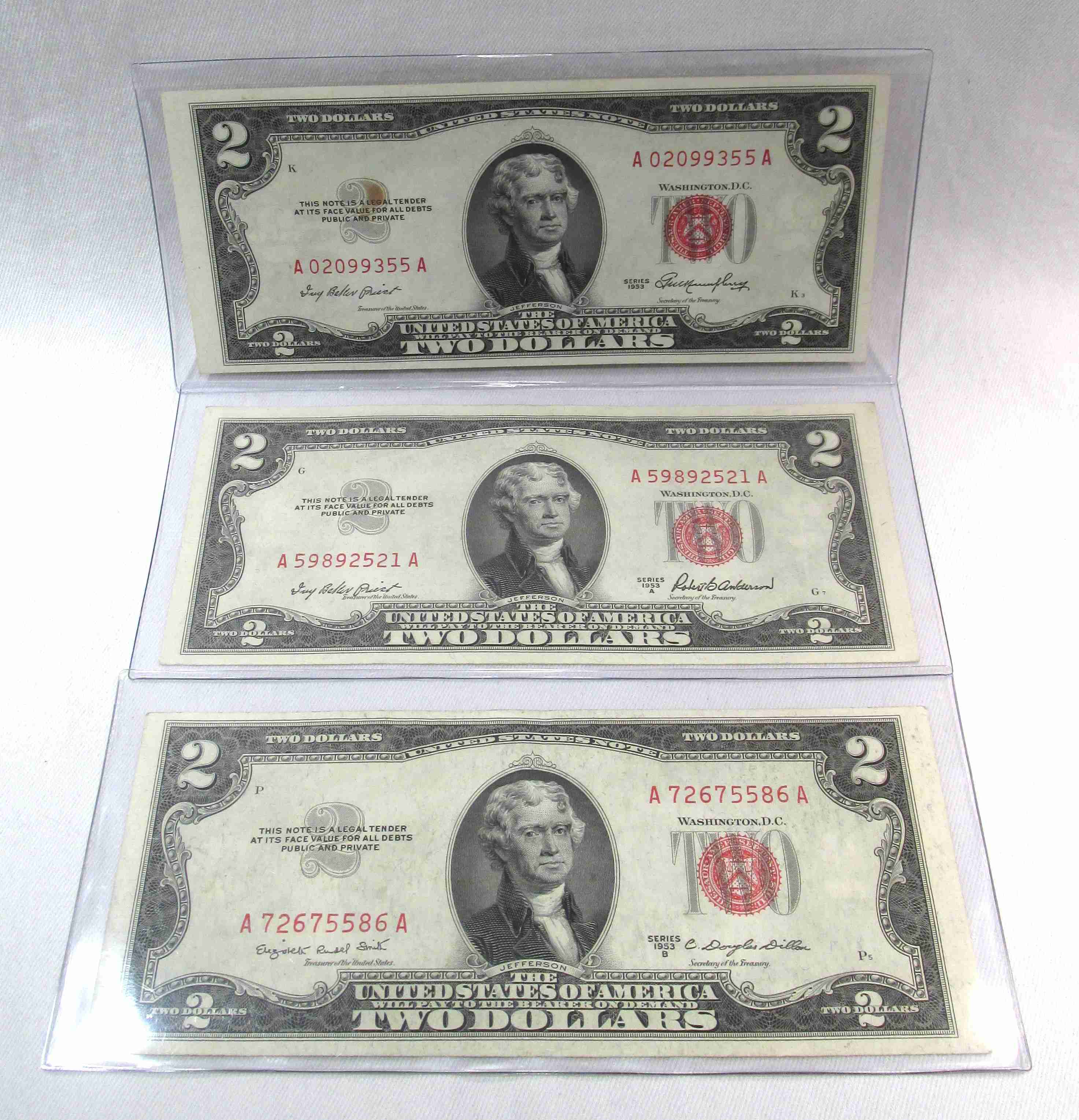 1953 53A 53B US $2 Dollar Red Seal Notes Crisp CH AU-Crisp GEM UNC PC909