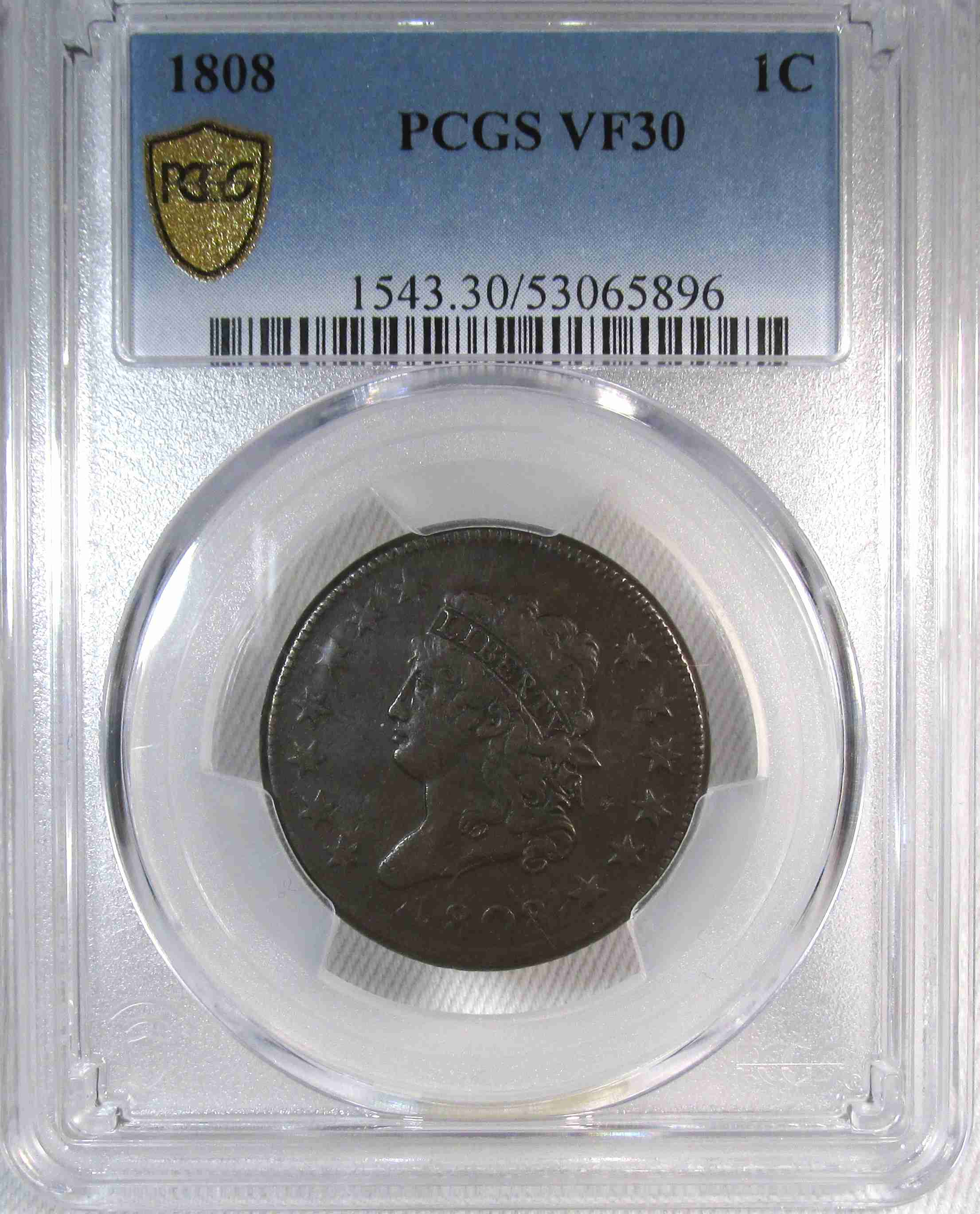 1808 Classic Head Large Cent S-278 PCGS VF30 Coin AT795