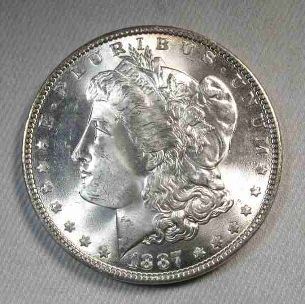 1887 Silver Morgan Dollar CH UNC+ Coin AT815