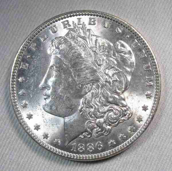 1886 Silver Morgan Dollar VCH AU Coin AT855