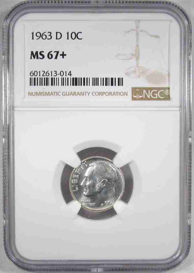 1963-D Silver Roosevelt Dime NGC MS67+ Low Pop AJ127