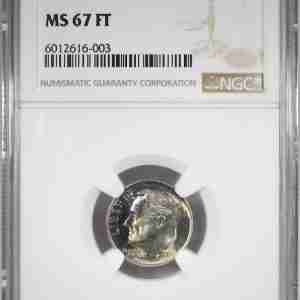 1959-P Silver Roosevelt Dime NGC MS67 FT Toned Low Pop Coin AJ147