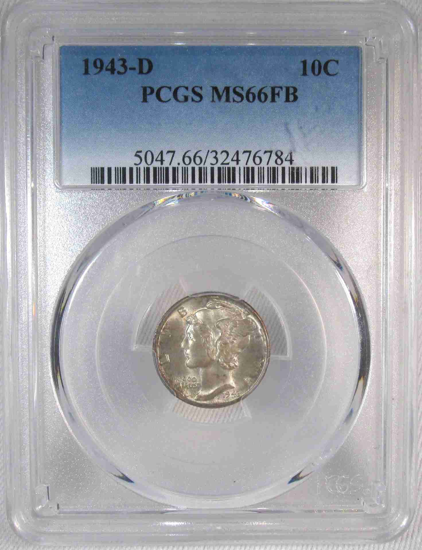 1943-D Silver Mercury Dime PCGS MS66FB Full Bands AT917